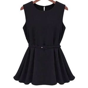 NWT Black Chiffon Blouse with matching belt